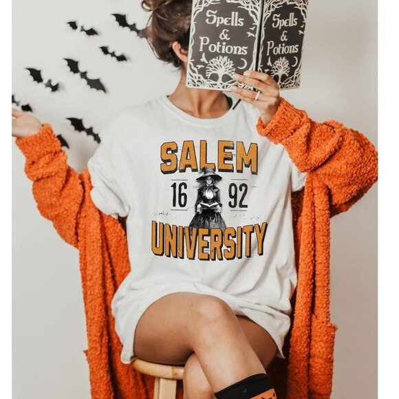 Tops - Halloween T-shirt, Salem University Graphic Shirt, Halloween Witch Shirt